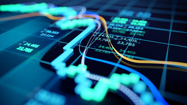 close up shot of a digital stock market tracking graph